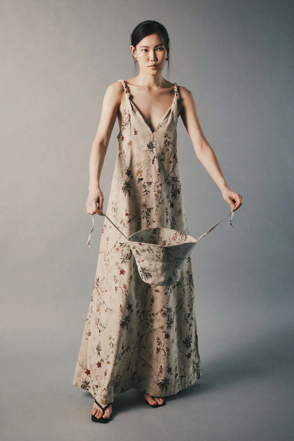 Trailing Ferns V-Neck Braid Maxi Dress