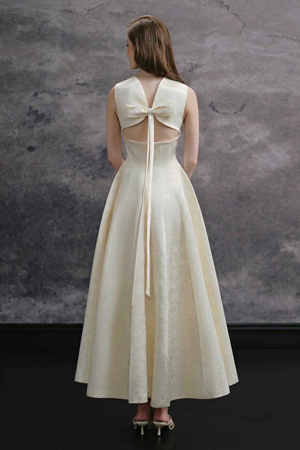 Ashe Scallop Ribbon Midi Dress