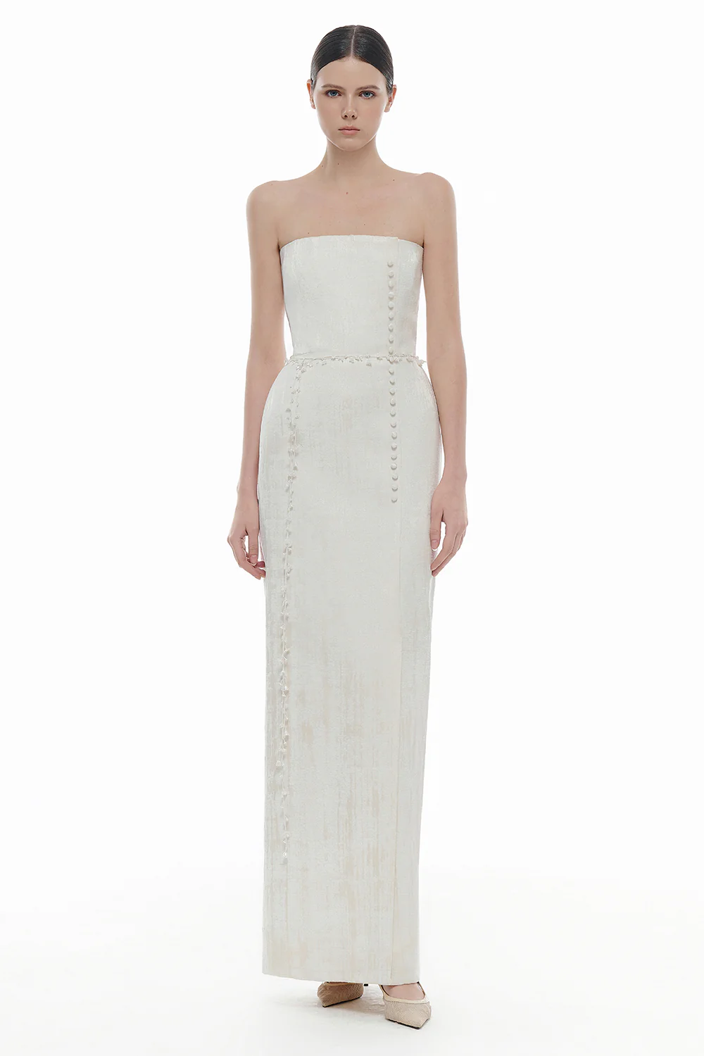 Violetta Sheath Button Maxi Dress