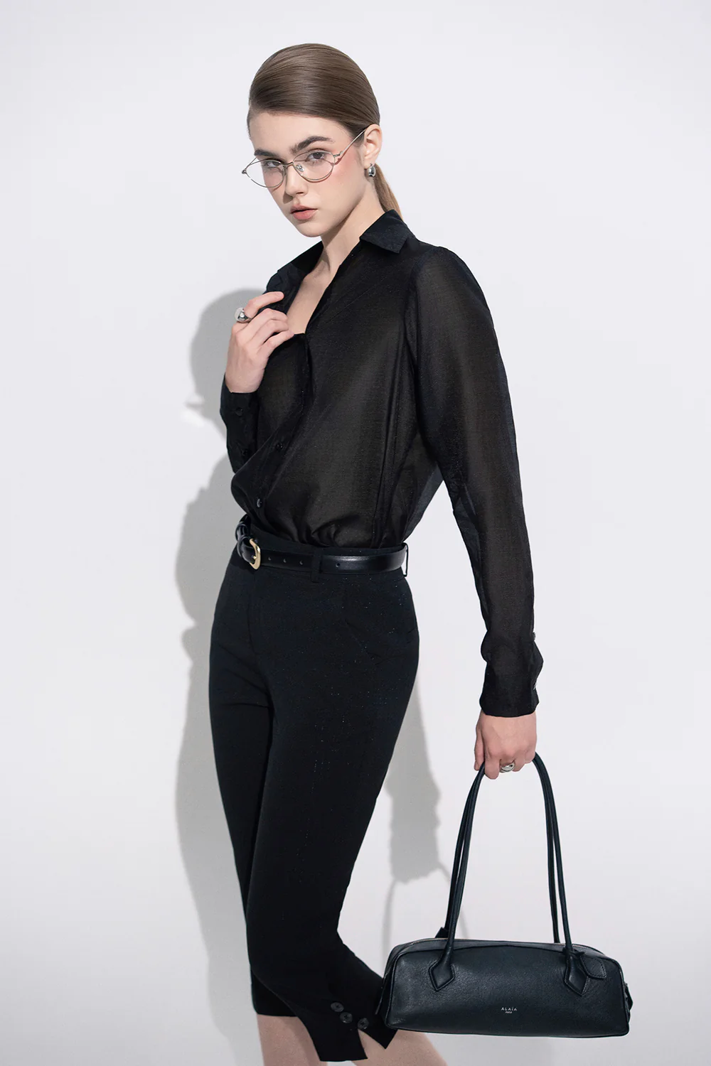 Liiz Straight Button Twill Below The Knee Pants