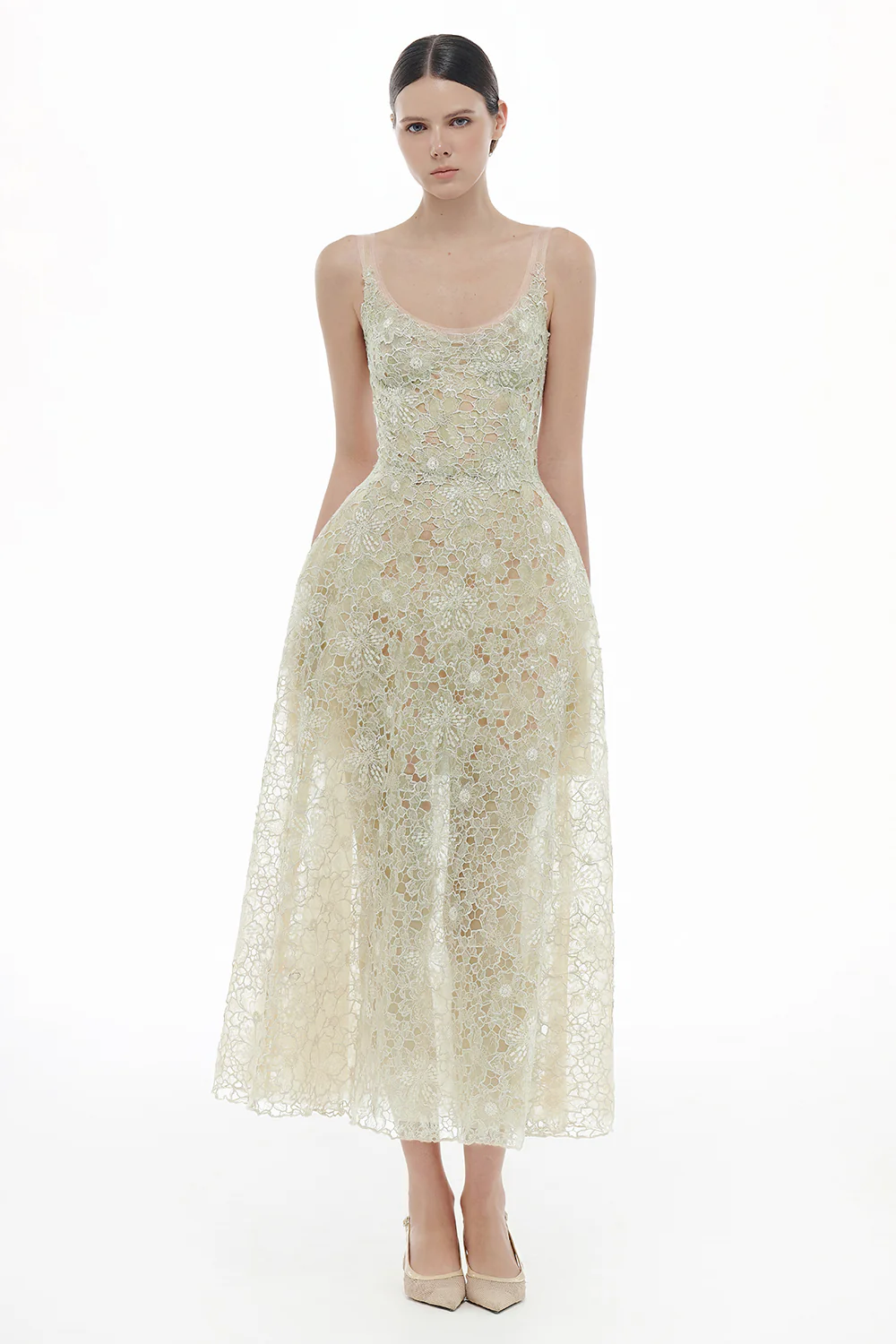 Coralie Scoop Applique Midi Dress