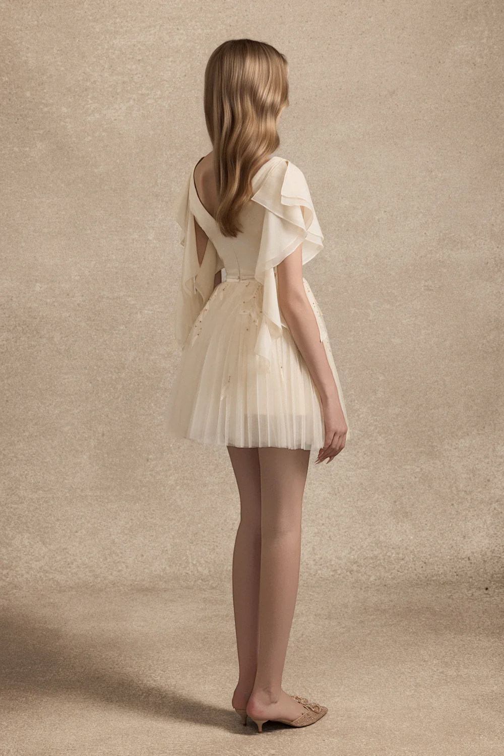 Isolde Butterfly Sleeve Bead Mini Dress