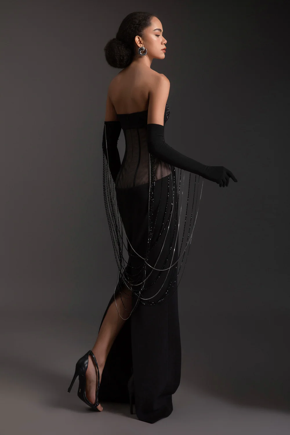 Cascade Sweetheart Rhinestone Maxi Dress