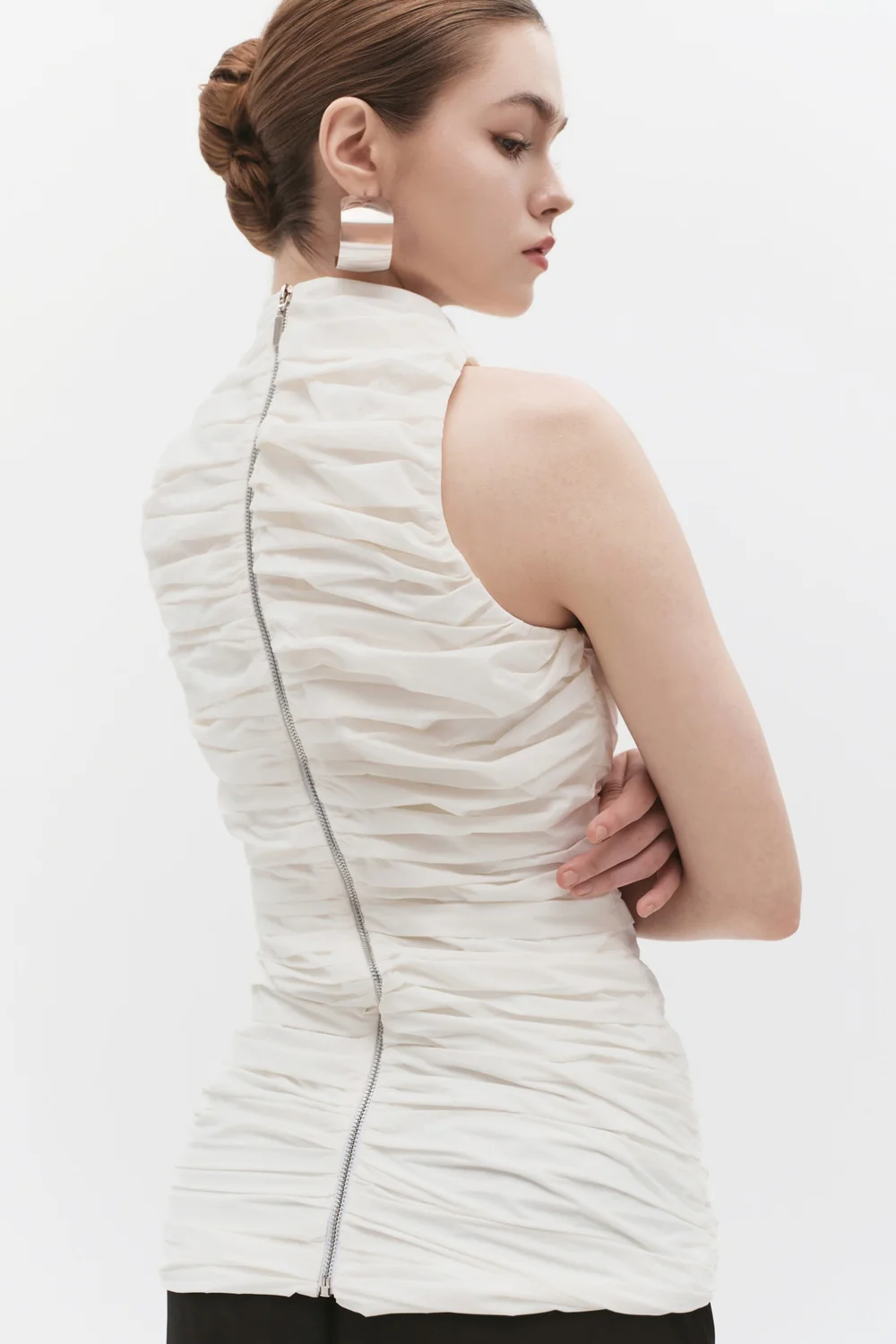 Isolde Blouse High Neck Gathering Top