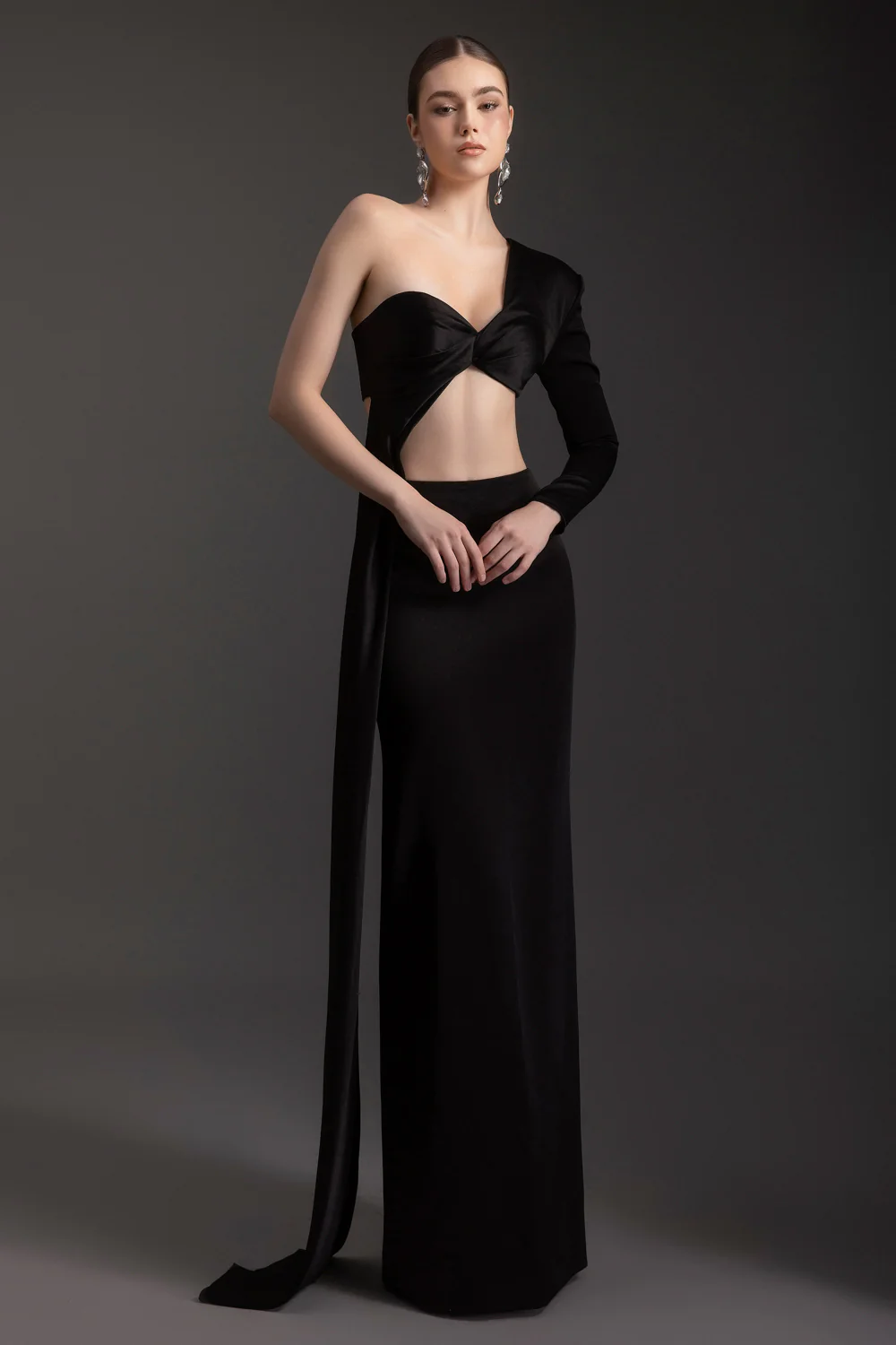 Evie One Shoulder Satin Set