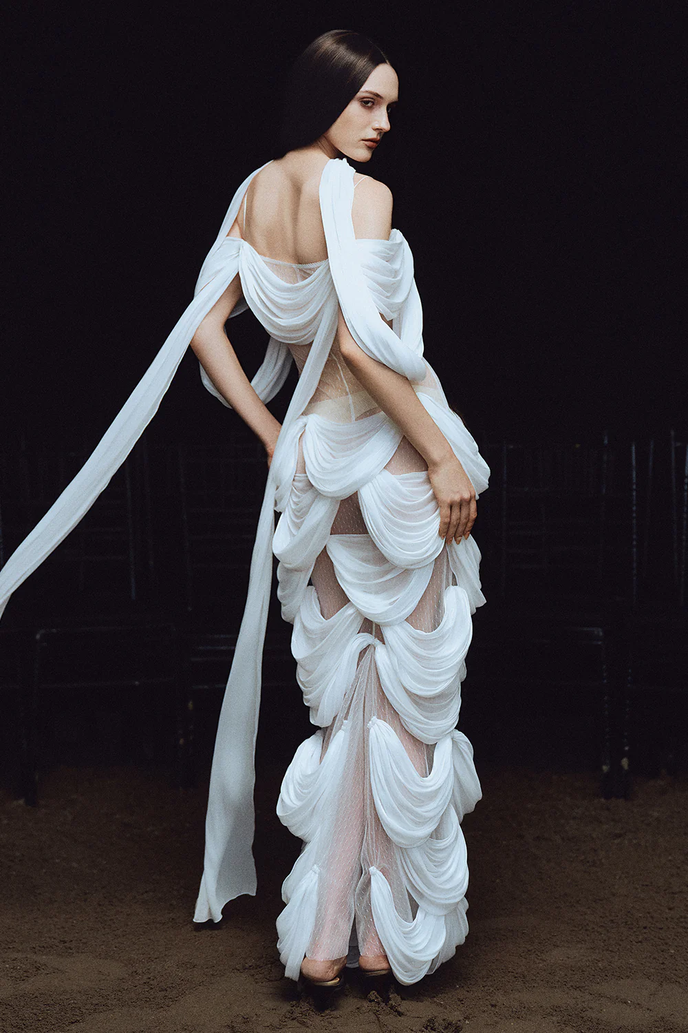 Lady Macbeth Sheath Draped Maxi Dress