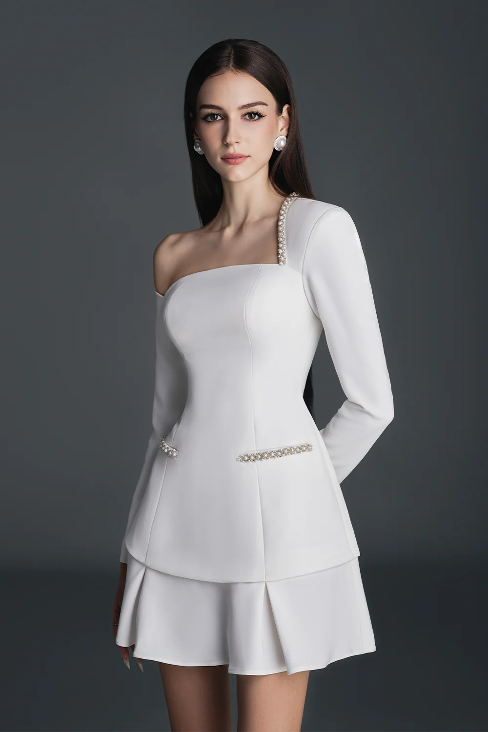 Moana Drop Waist Layered Cotton Spandex Mini Dress