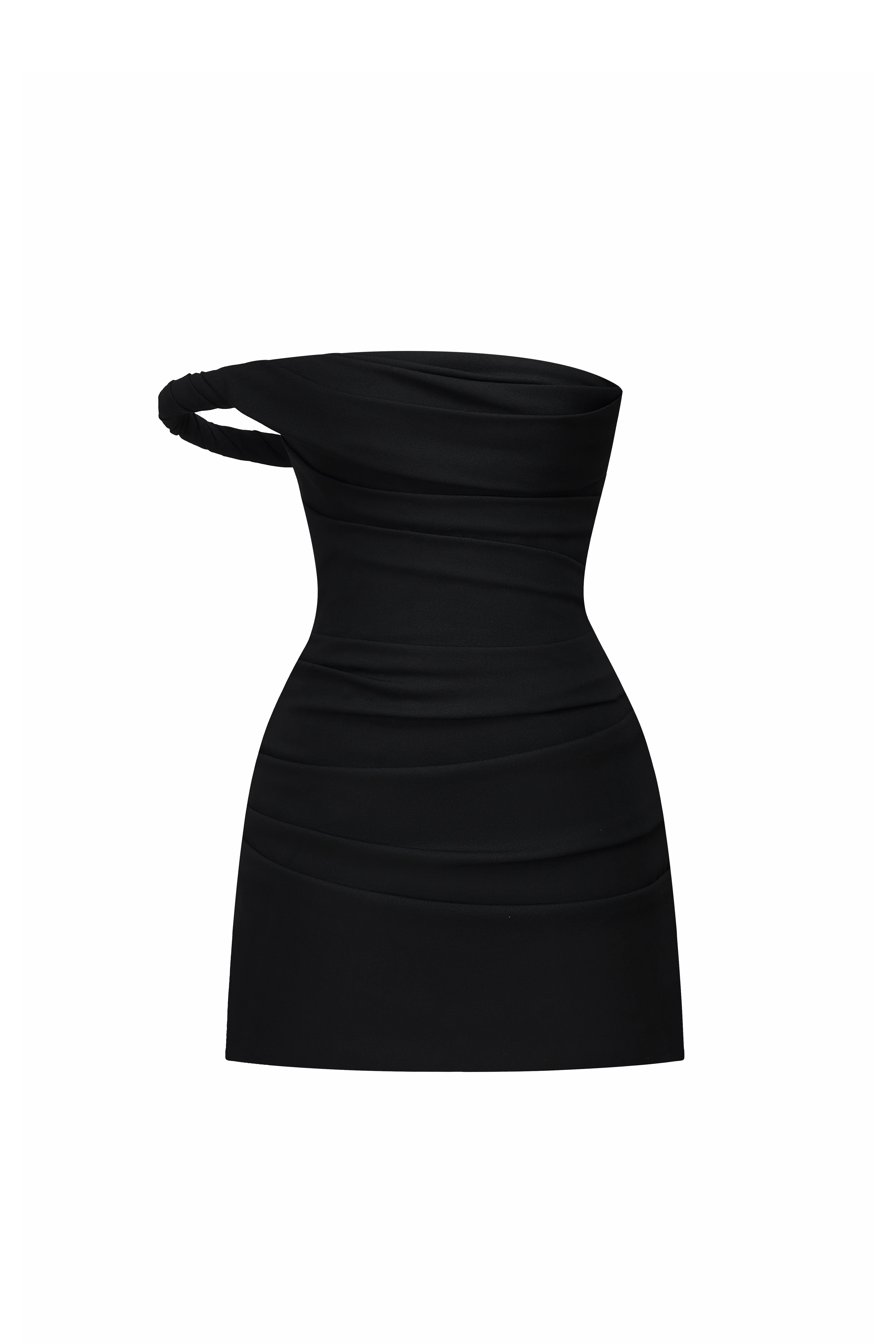 Madeleine Straight Across Neck Draped Mini Dress