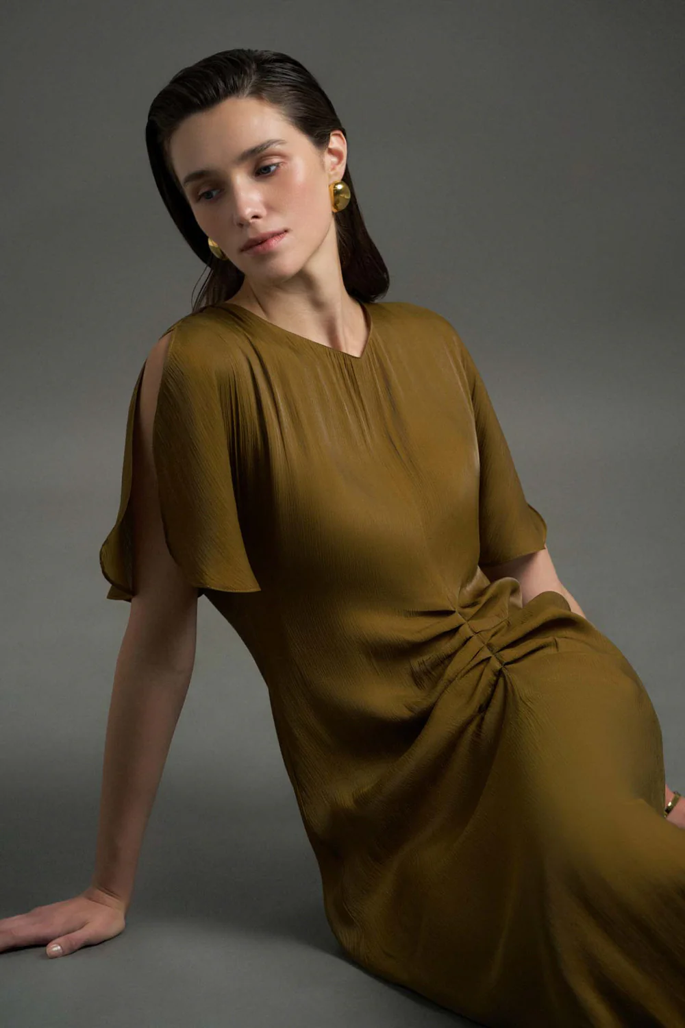 Berthe Butterfly Sleeve Gathering Maxi Dress