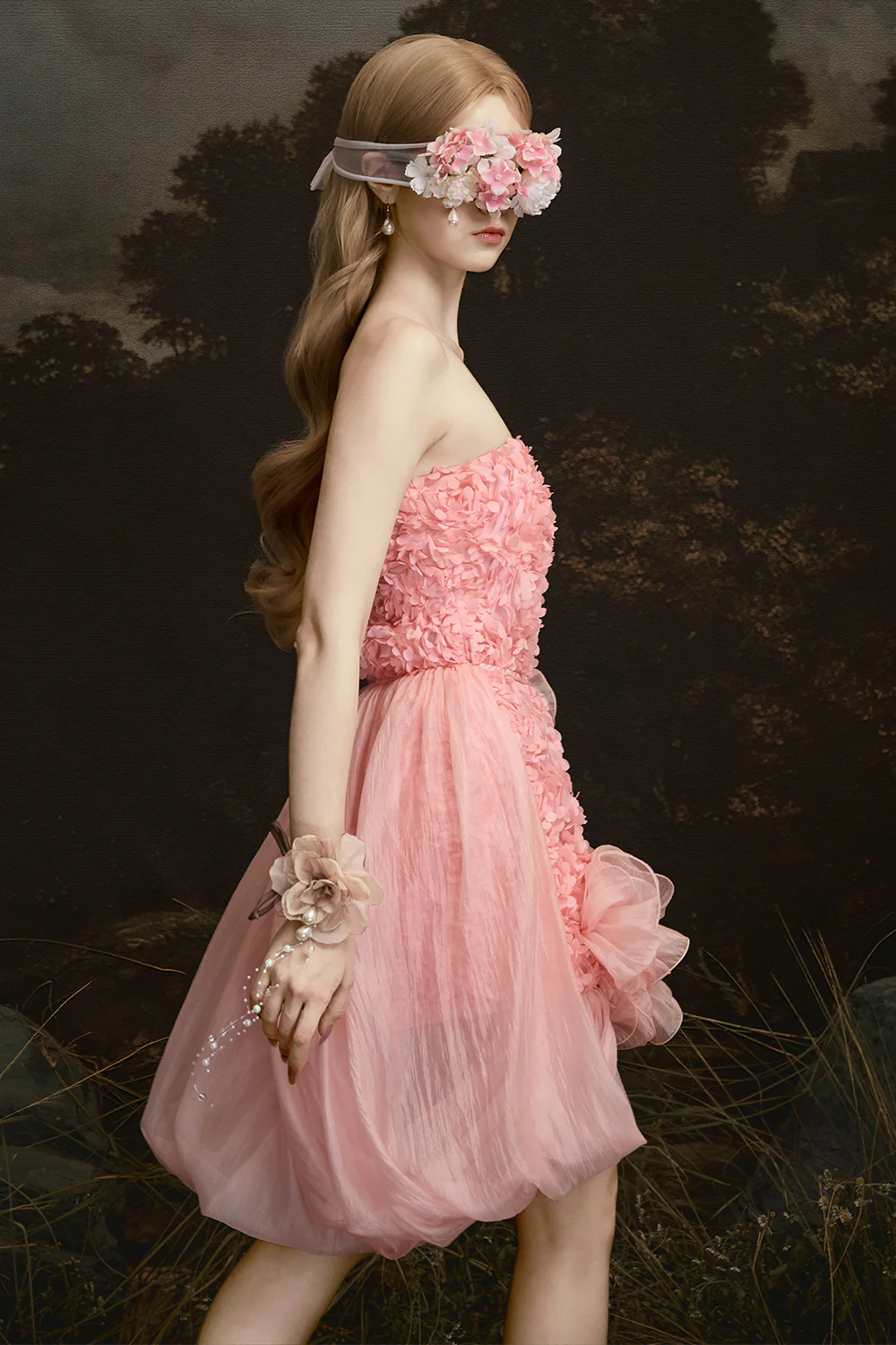 Hazy Straight Across Applique Mini Dress