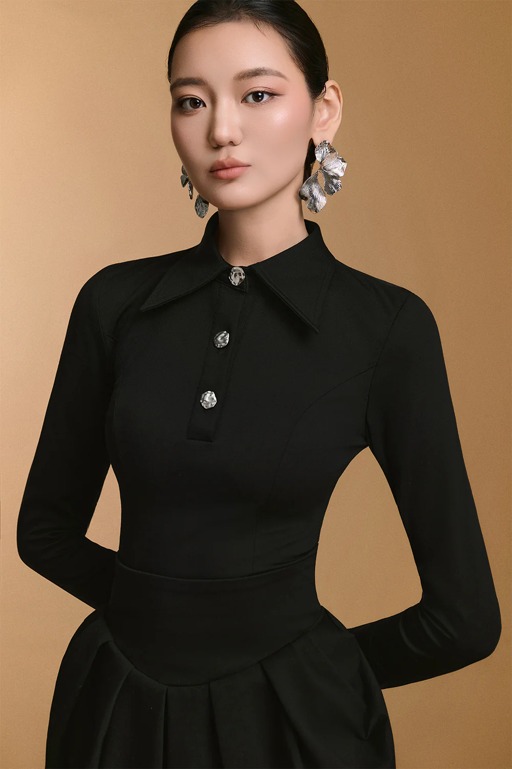 Twilight Collared Button Top