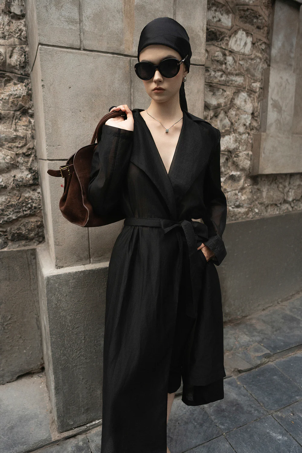 Dali A-line V-Neck Rayon Calf Length Jacket