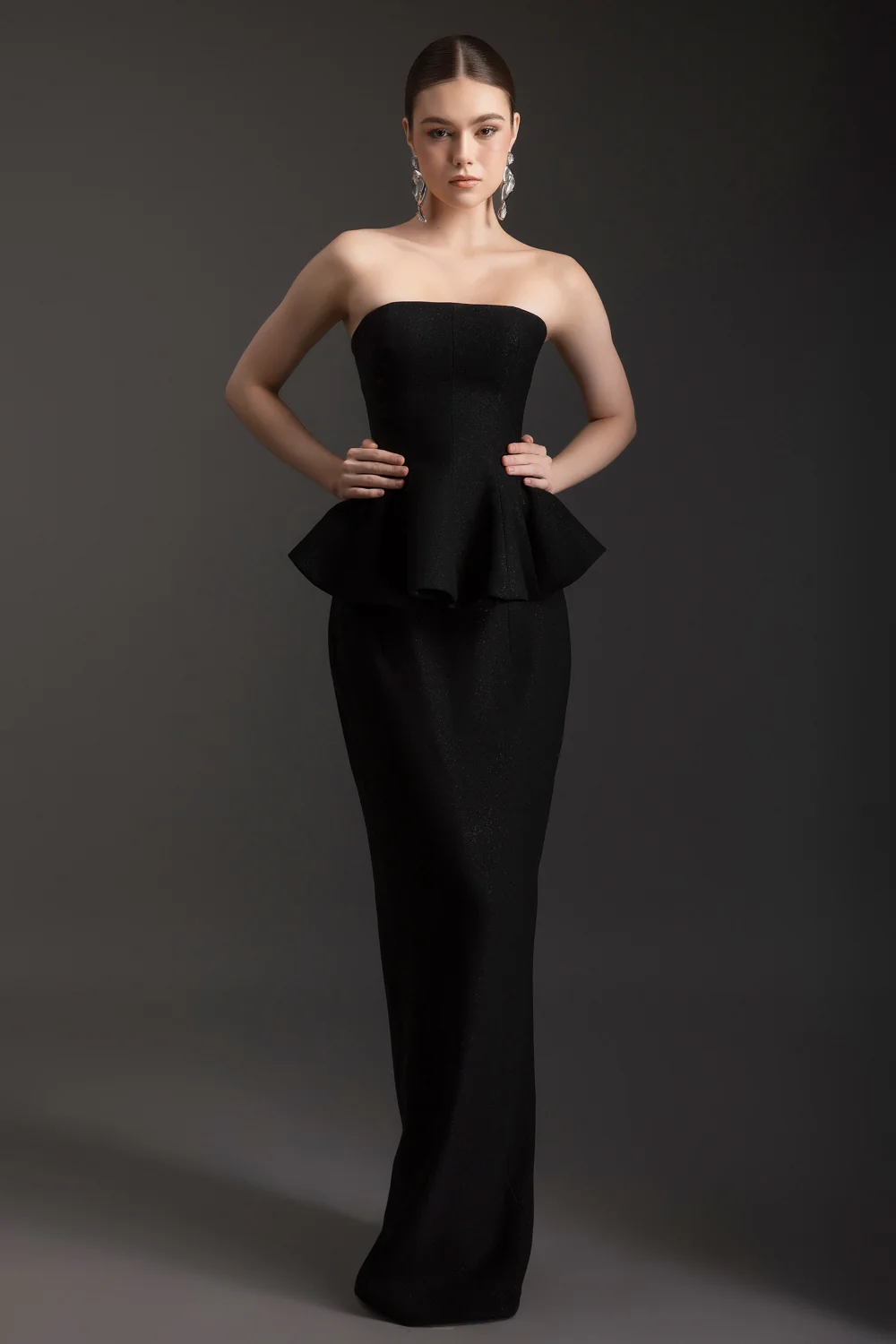 Gwen Peplum Crepe Maxi Dress