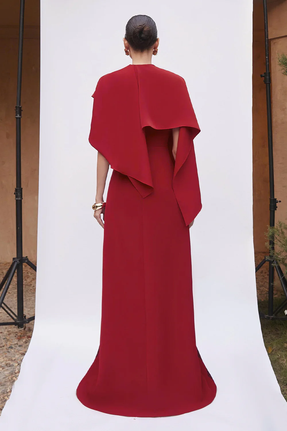 Harleston II Cape Sleeve Button Maxi Dress