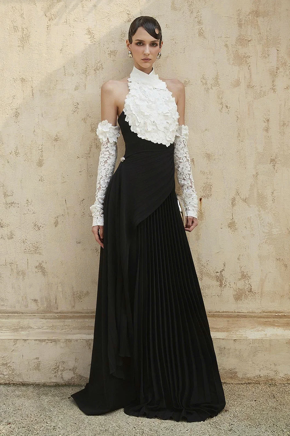 Hamilton Halter Neck Pleated Maxi Dress