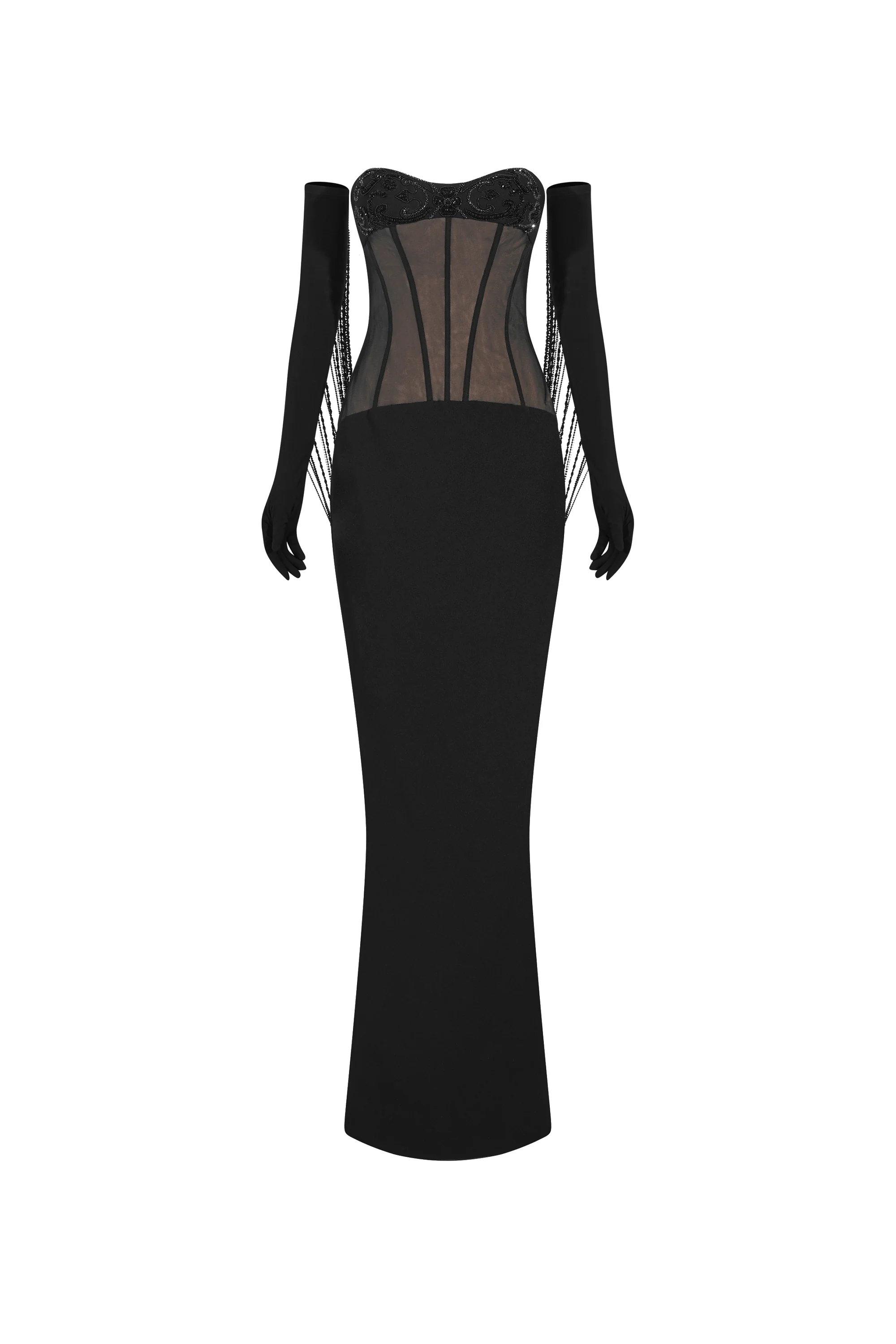 Cascade Sweetheart Rhinestone Maxi Dress