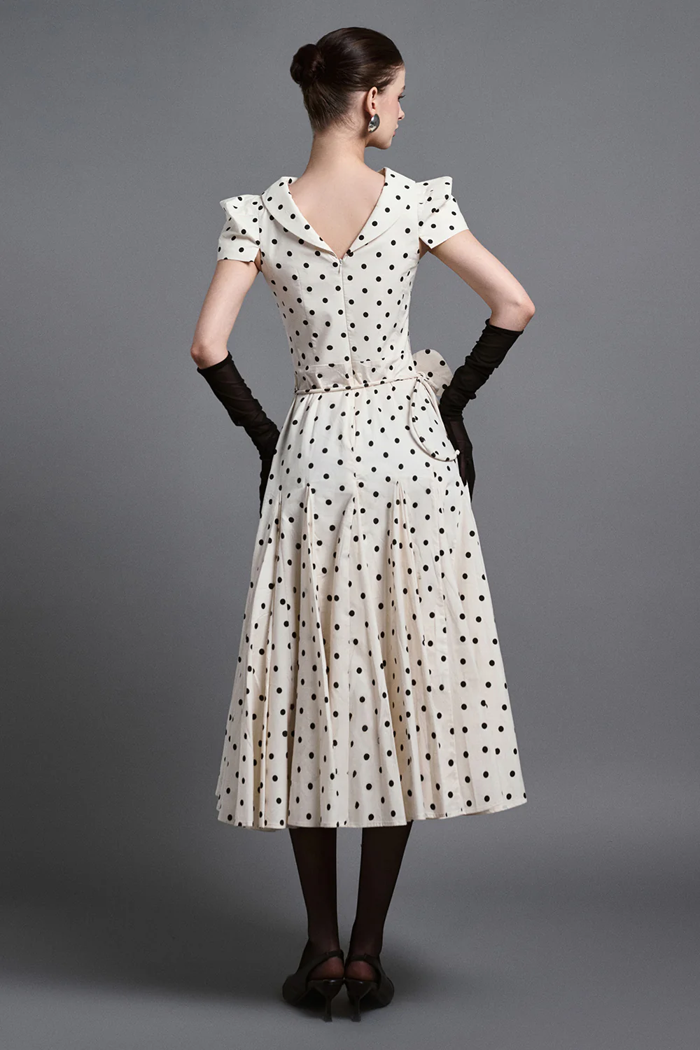 Tess A-line Boat Neck Silk Cotton Blend Midi Dress