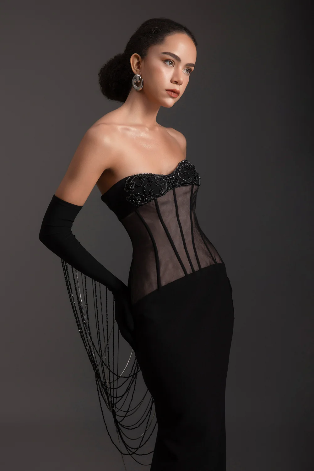 Cascade Sweetheart Rhinestone Maxi Dress