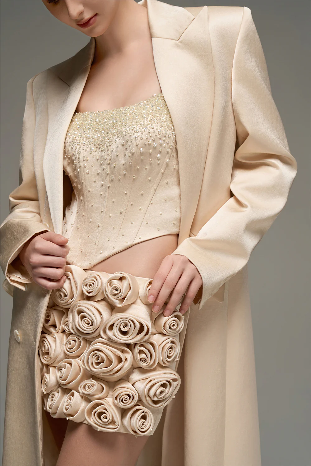 Yara Notched Taffeta Trench Coat