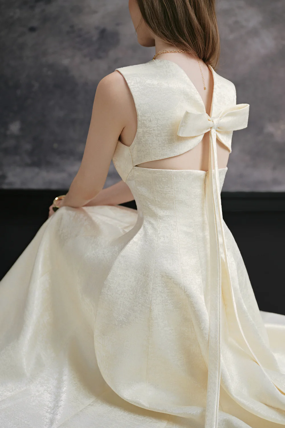 Ashe Scallop Ribbon Midi Dress