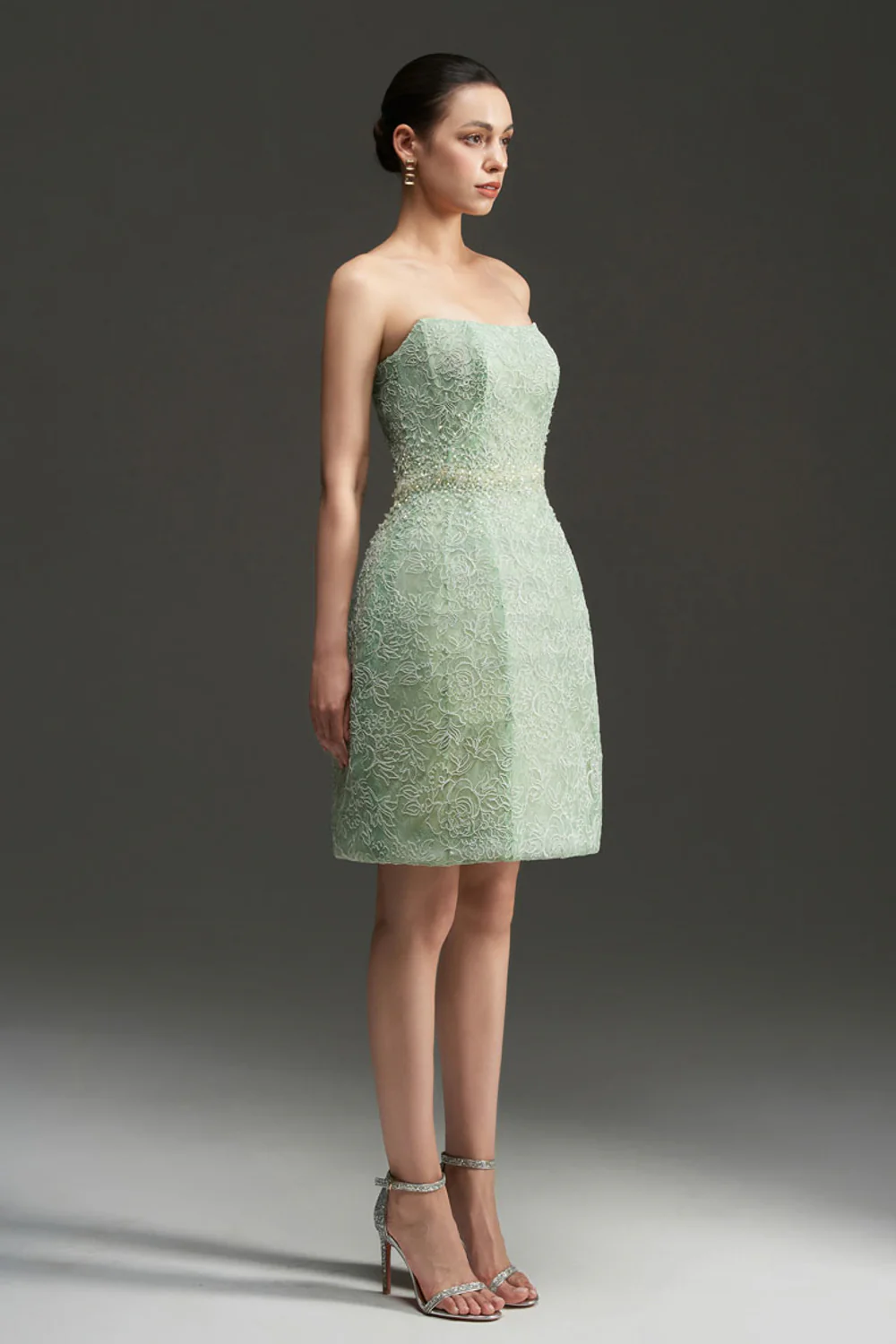 Penelope Straight Across Neck Lace Mini Dress