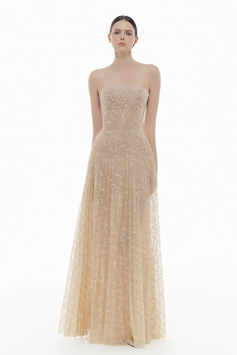 Noémie Straight Across Neck Bead Maxi Dress