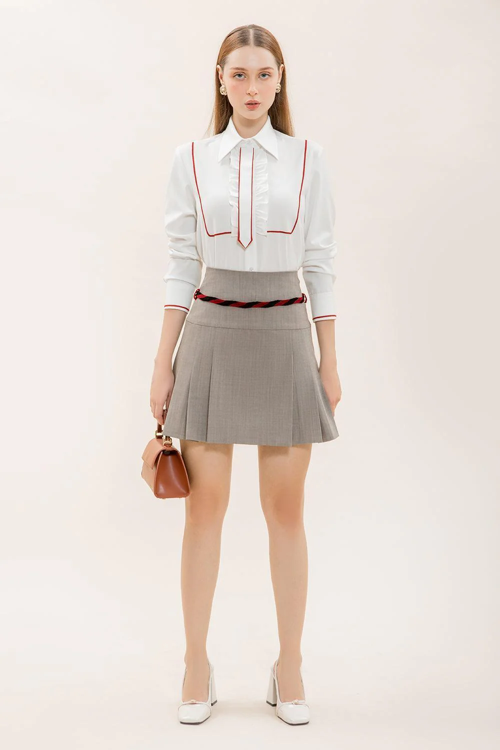 Valkyrie A-line Knife-Pleated Polyester Mini Skirt