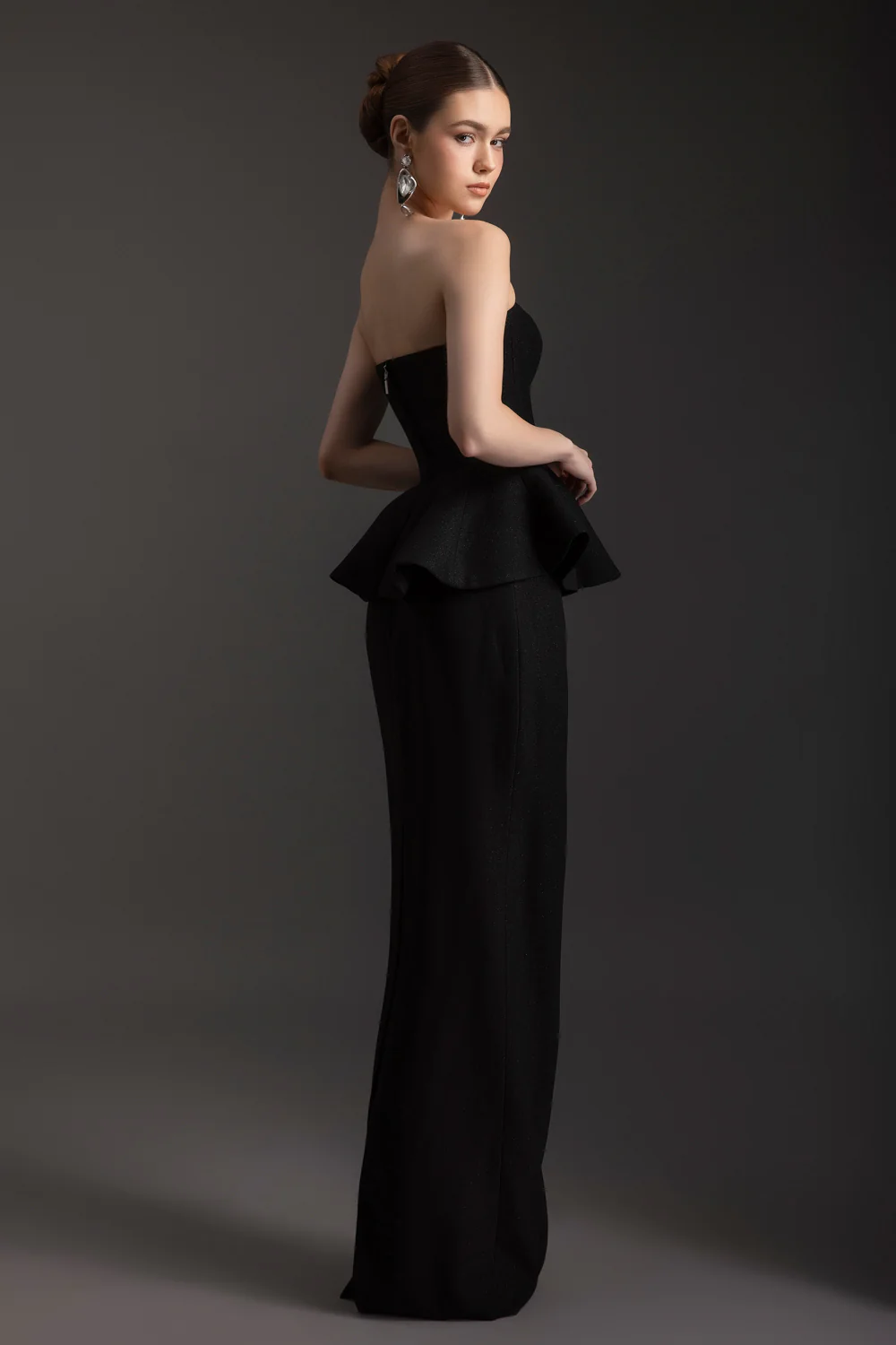 Gwen Peplum Crepe Maxi Dress