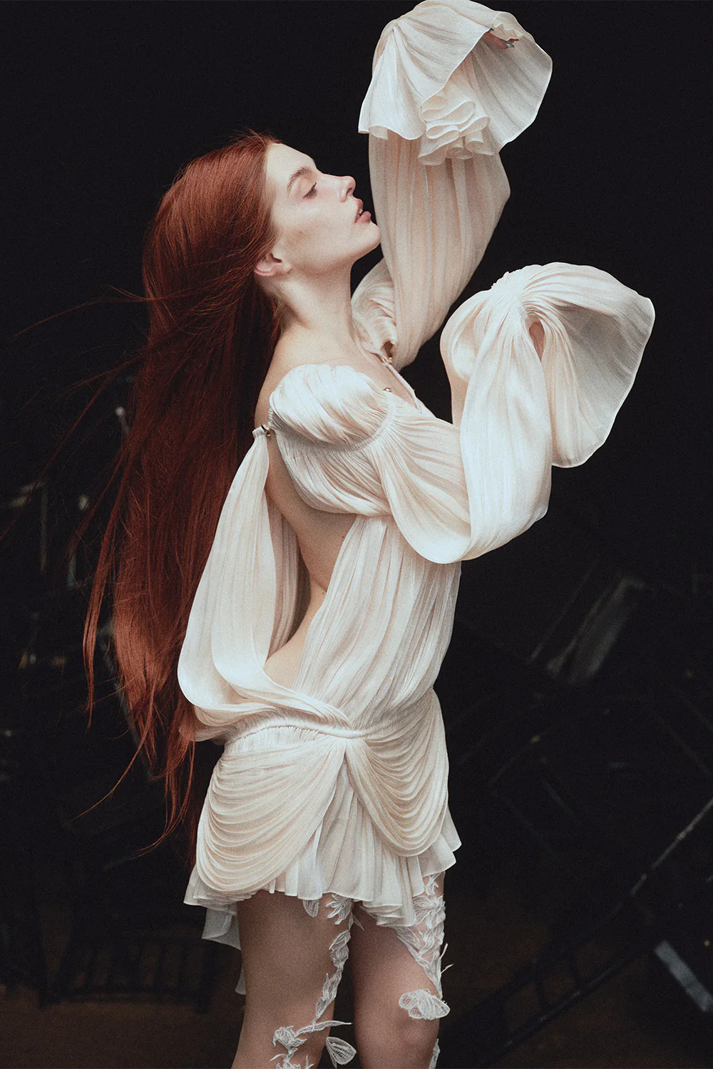 Arcadia Blouson Draped Mini Dress