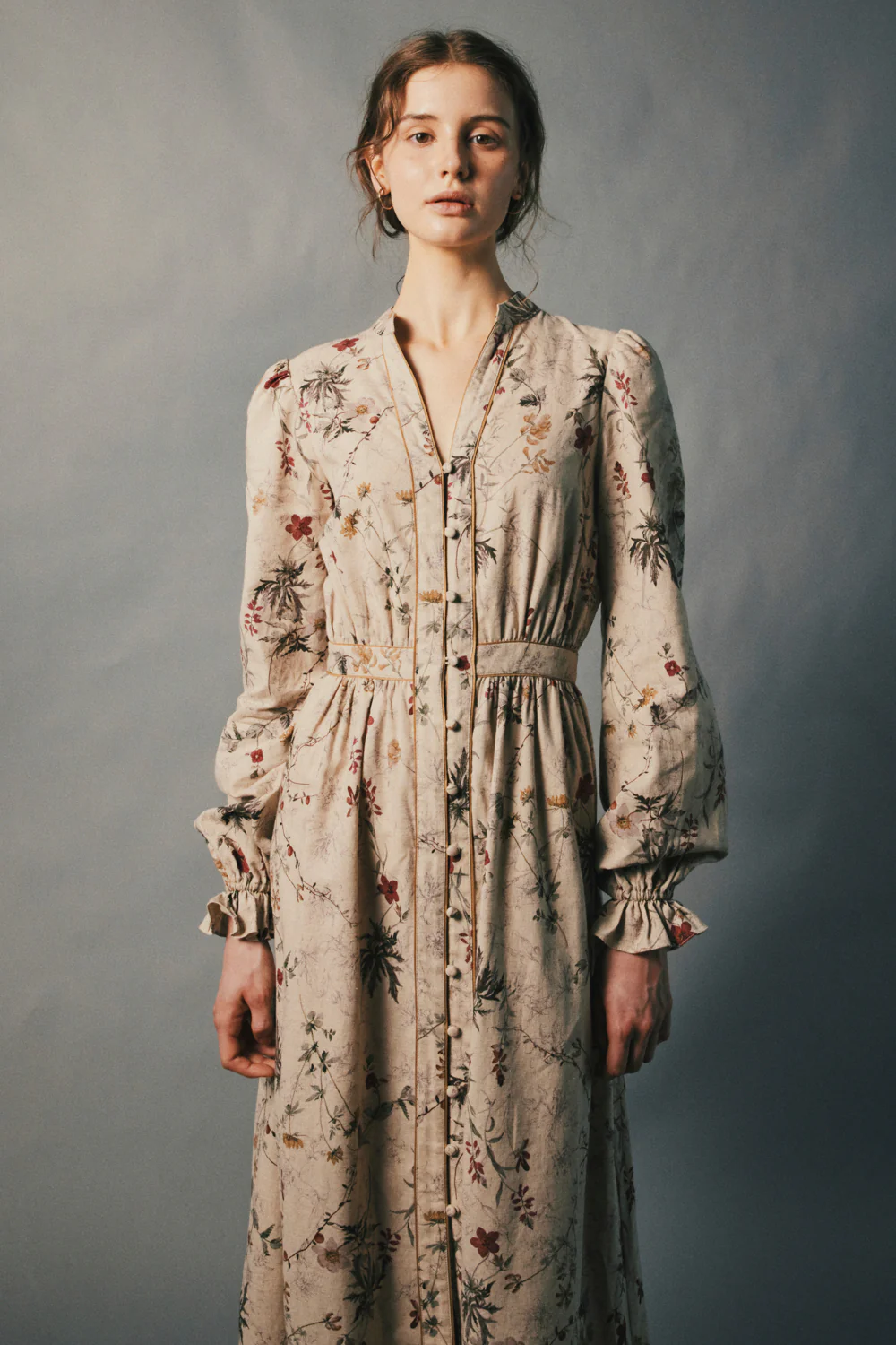 Meadownlight V-Neck Button Maxi Dress