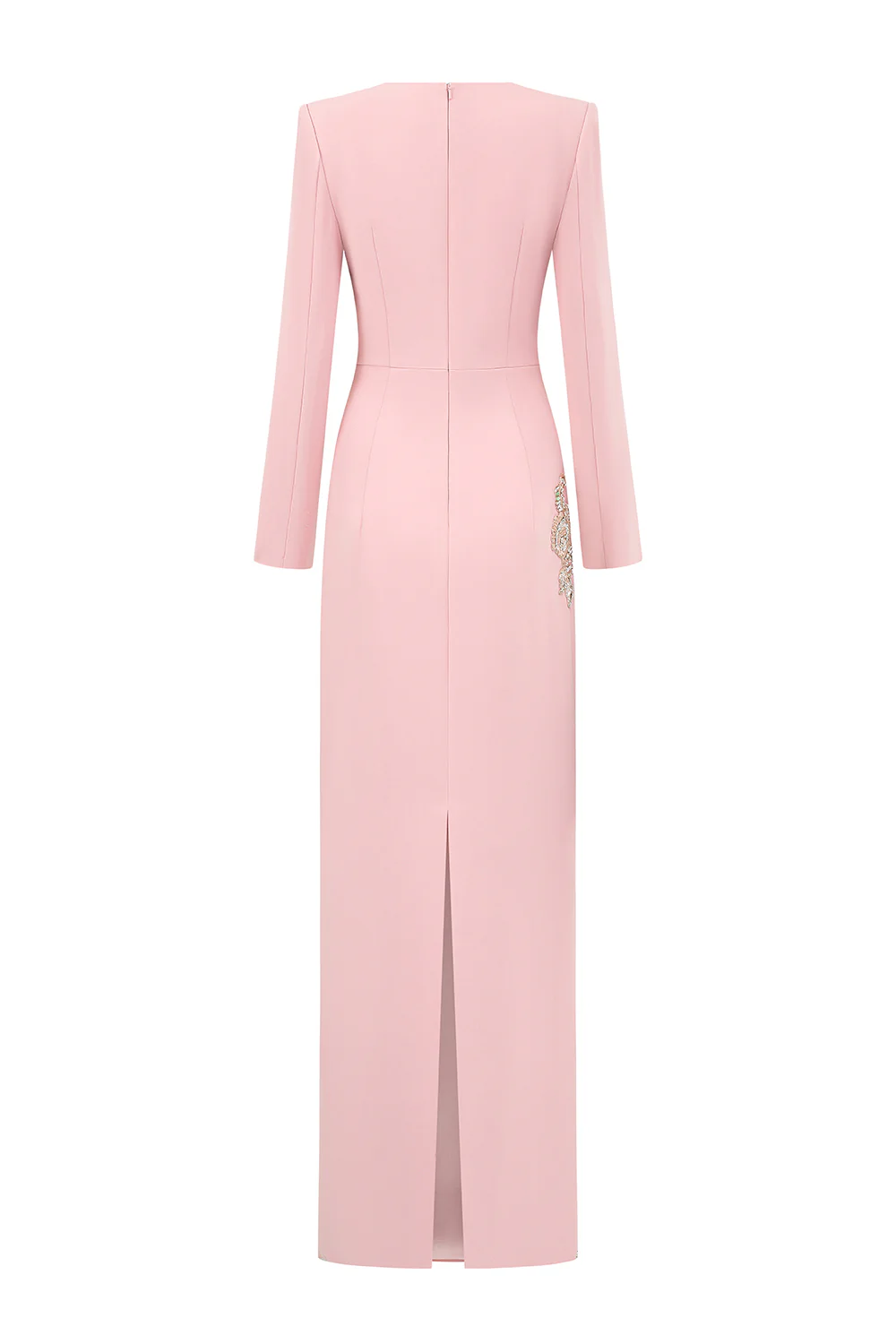 Cheyenne Sheath Queen Anne Neck Crepe Floor Length Dress