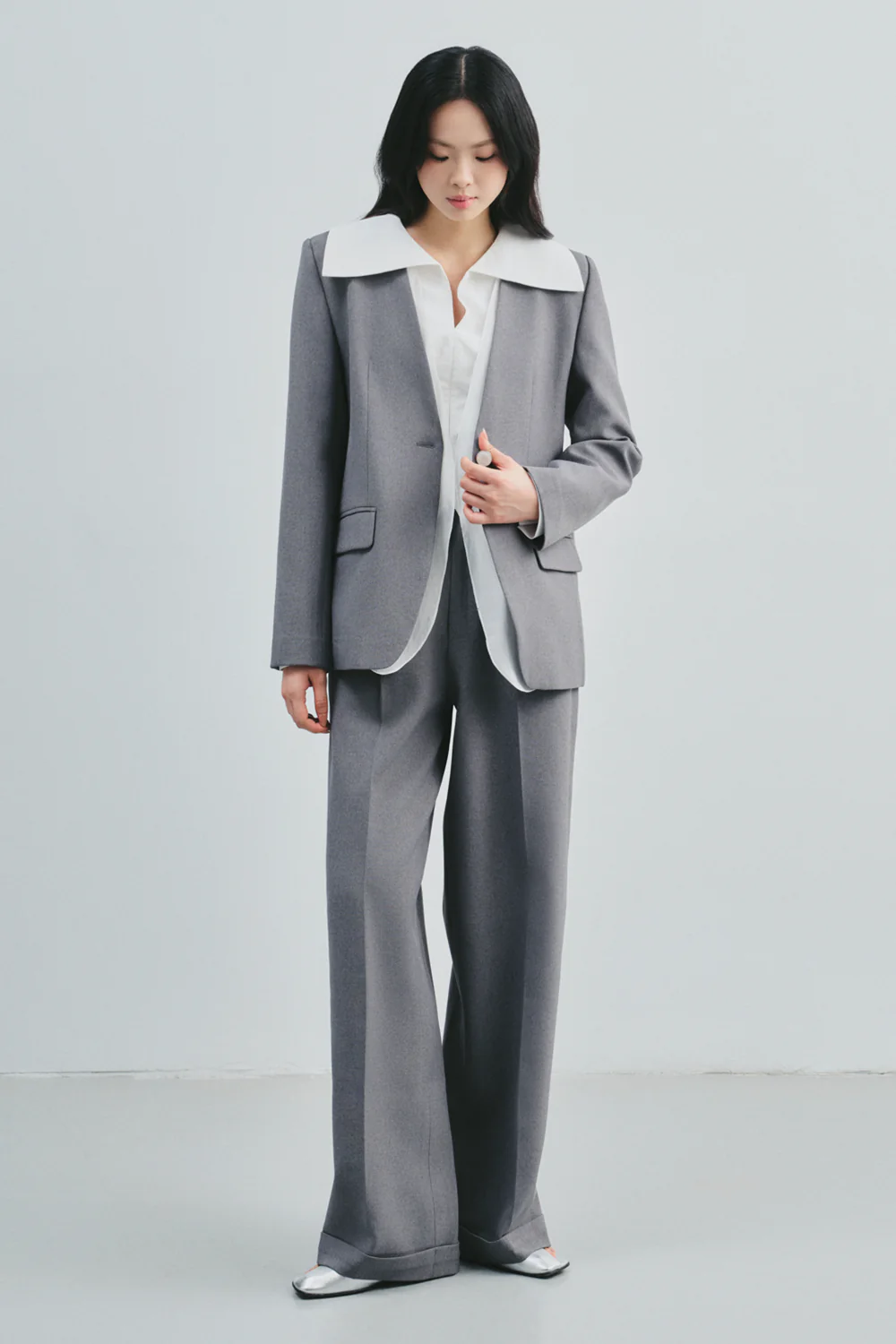 Euphemia V-Neck Twill Blazer