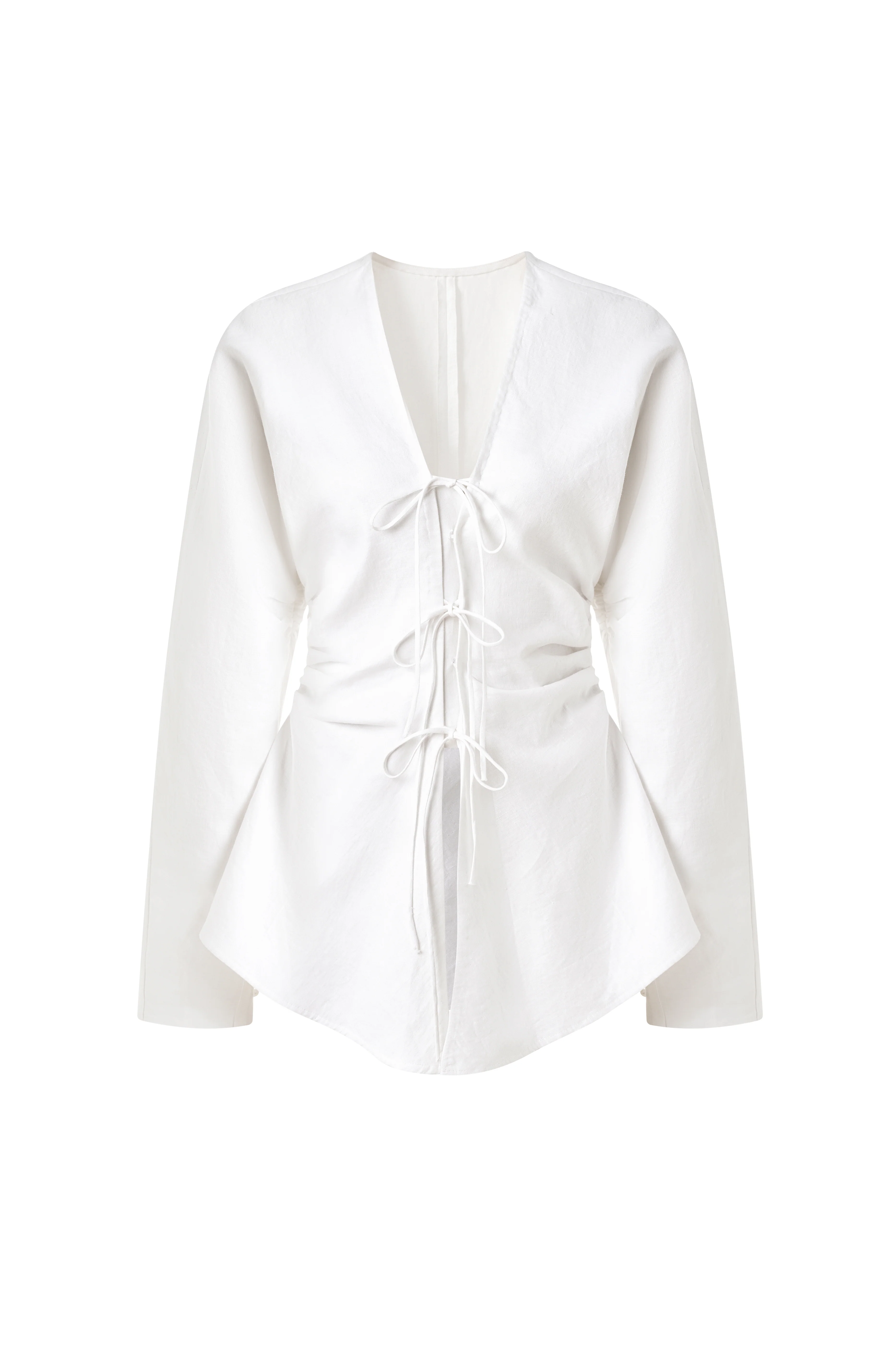 Hattie Straight V-Neck Linen Top