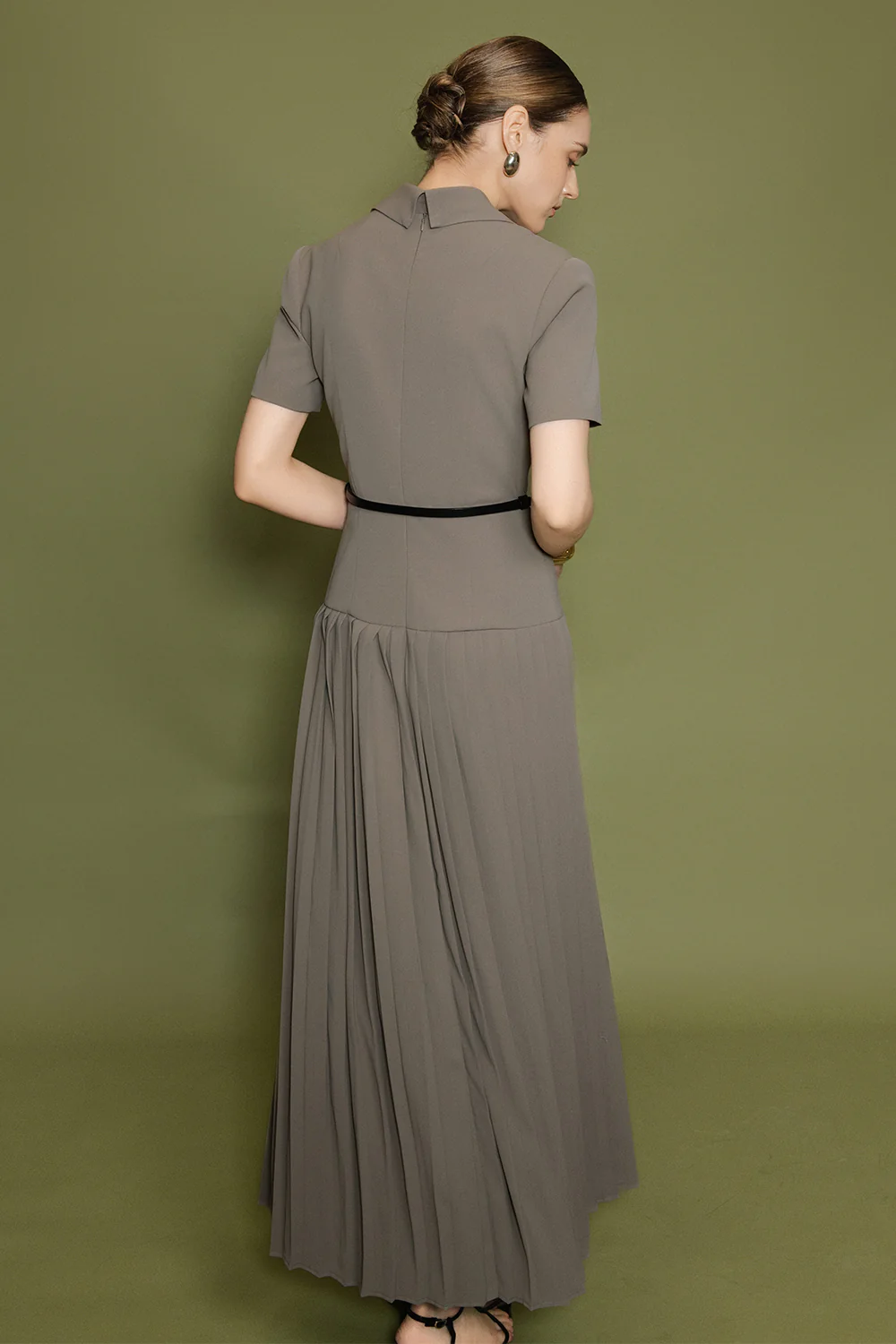 Celeste Collared Pleated Maxi Dress