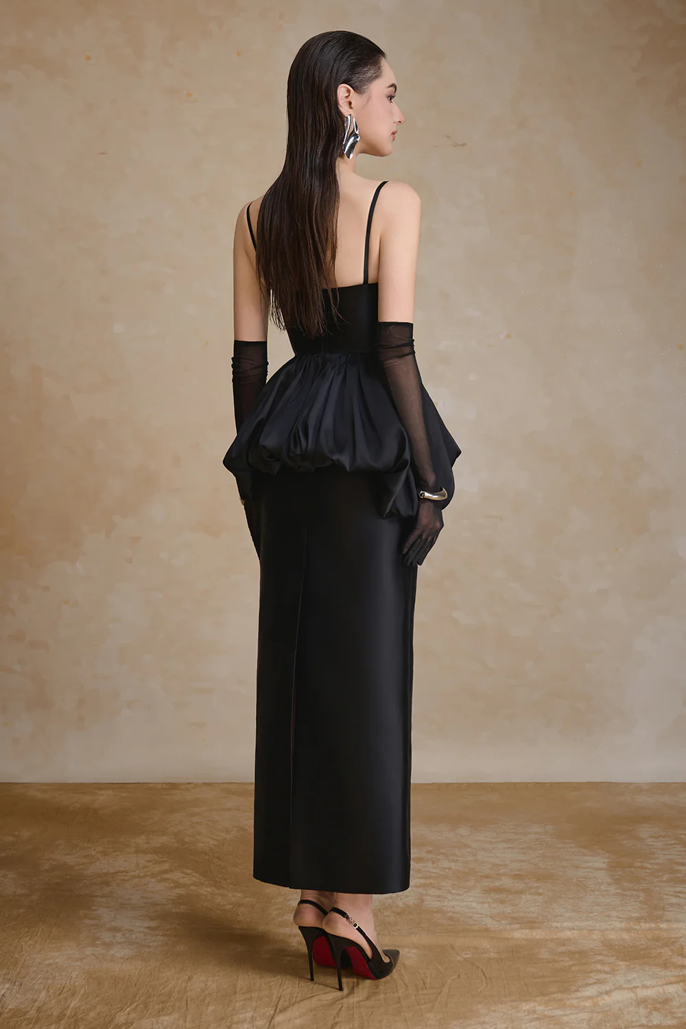 Lullaby Peplum Gathering Maxi Dress