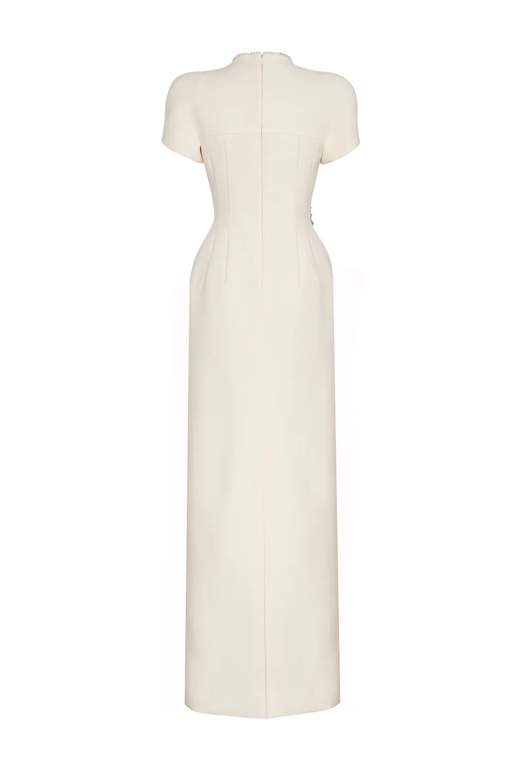 Eirlys Sheath Puffy Sleeved Crepe Floor Length Dress