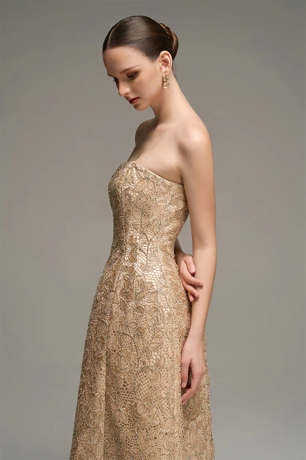 Paulina Straight Across Lace Maxi Dress