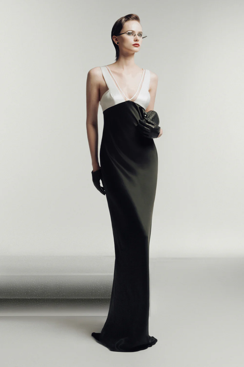 Massena Sheath V-Neck Sateen Maxi Dress