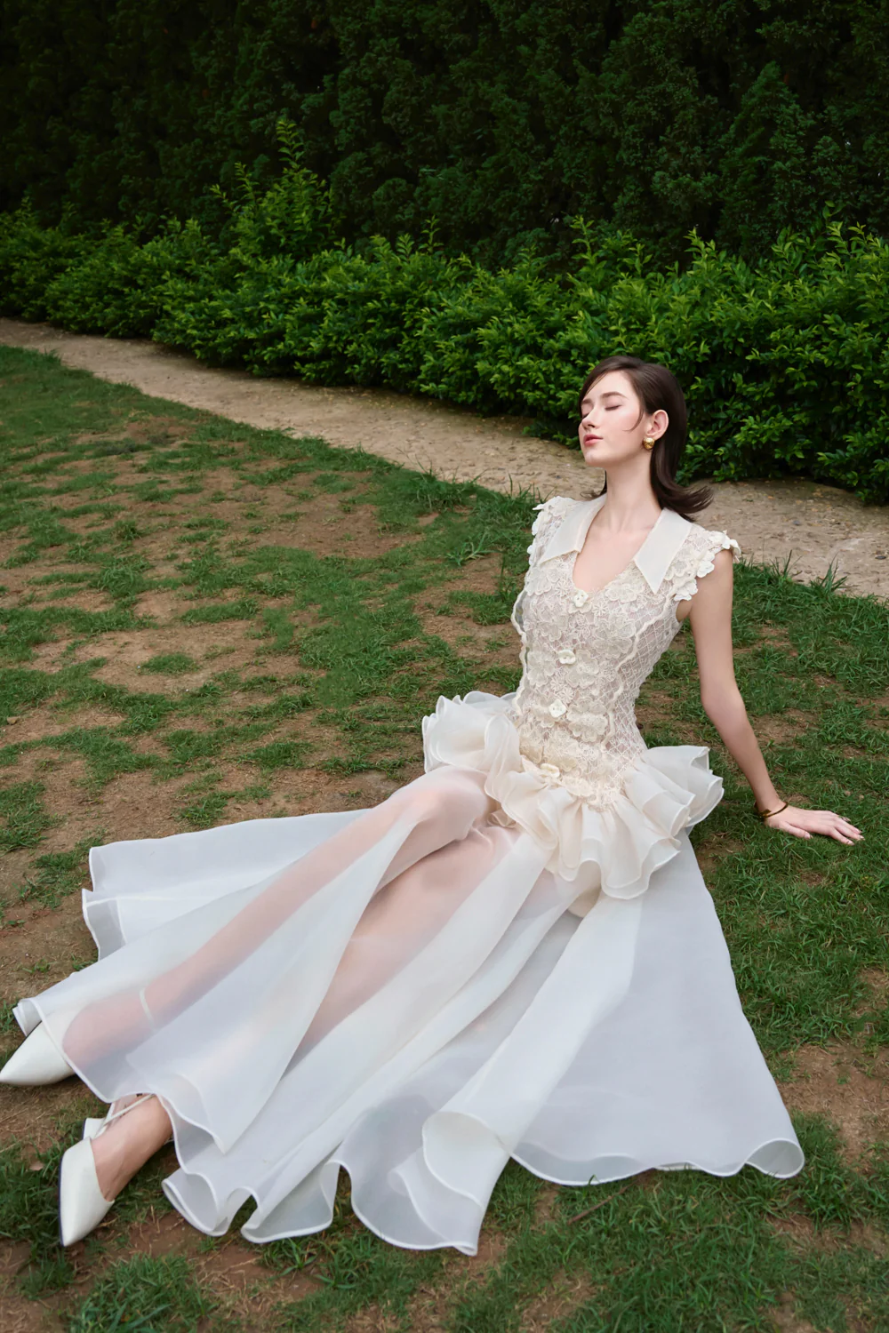 Celeste Peplum Applique Maxi Dress