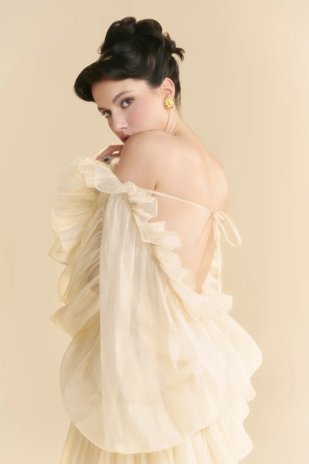 Orlisse Blouson Ruffle Mini Dress