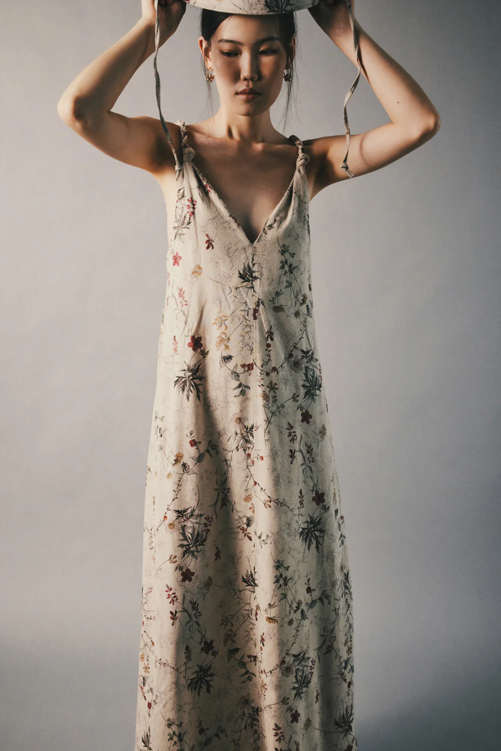 Trailing Ferns V-Neck Braid Maxi Dress