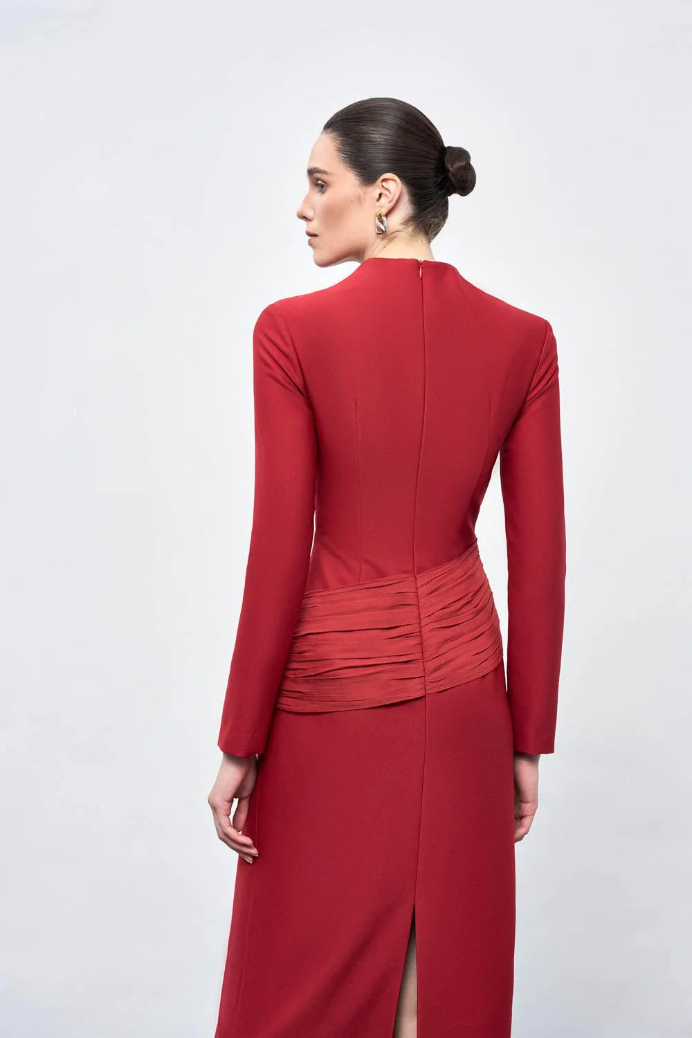 Elara Sheath V-Neck Cotton Blend Midi Dress