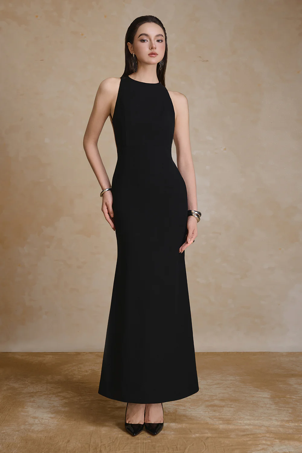 Sonata Halter Crepe Maxi Dress