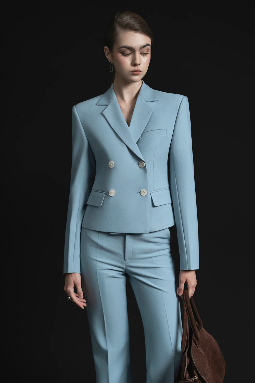 Esther Straight Flared Twill Floor Length Pants