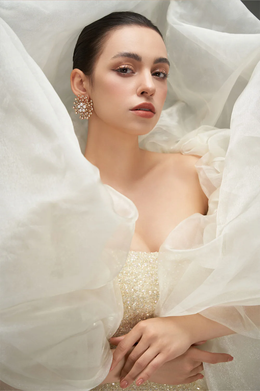 Bria Cape Sleeve Taffeta Maxi Dress