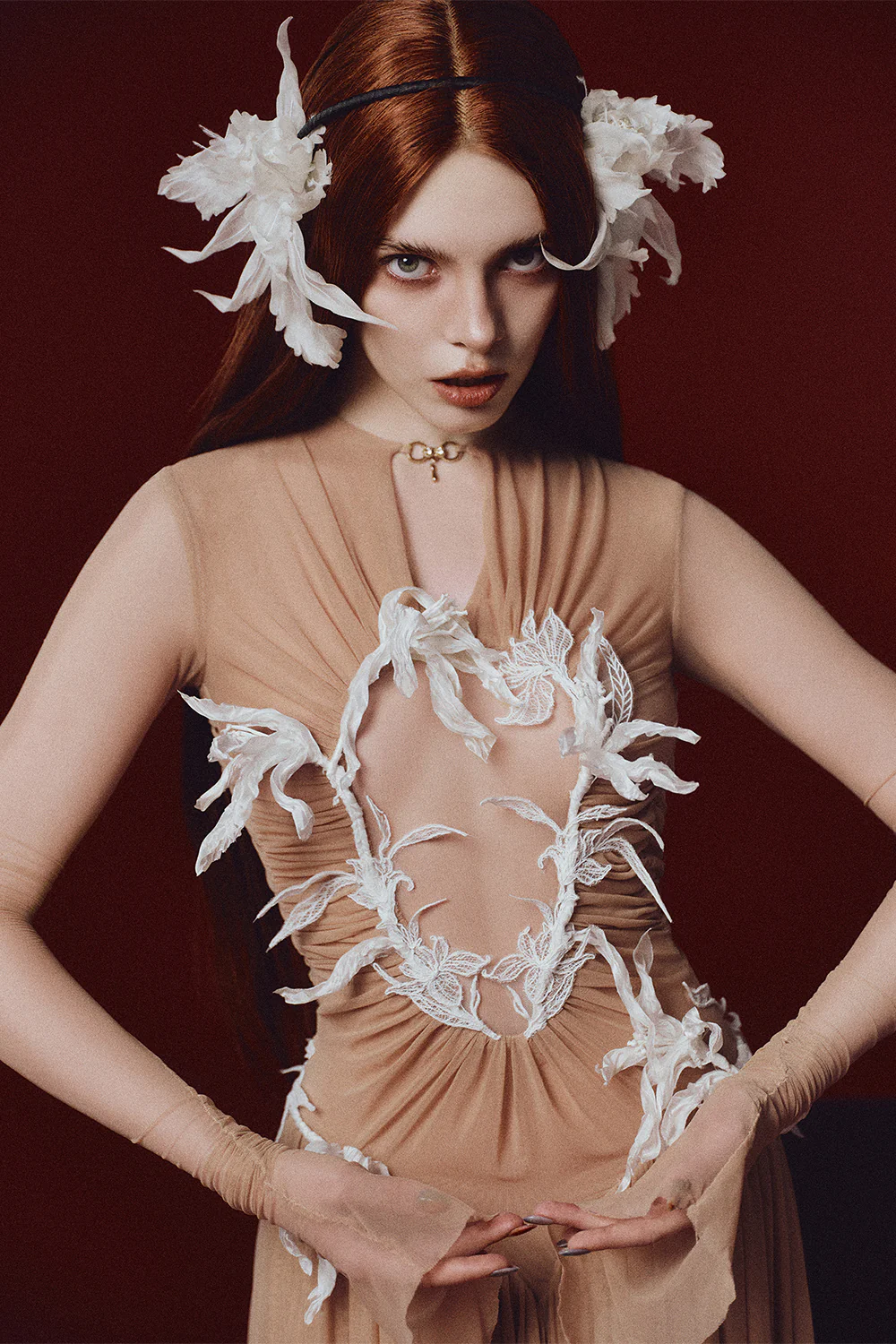 Desdemona Keyhole Neck Applique Maxi Dress