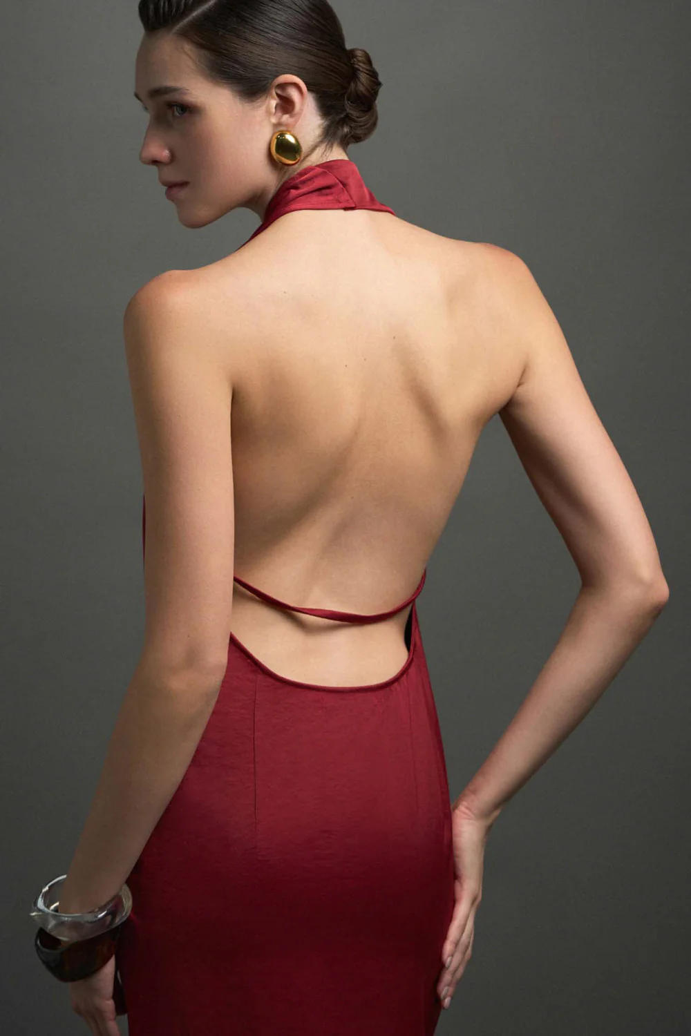 Helen Scarf Neck Silk Maxi Dress