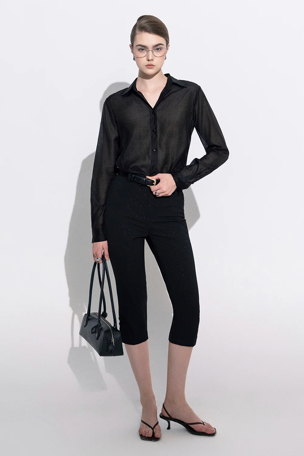 Liiz Straight Button Twill Below The Knee Pants