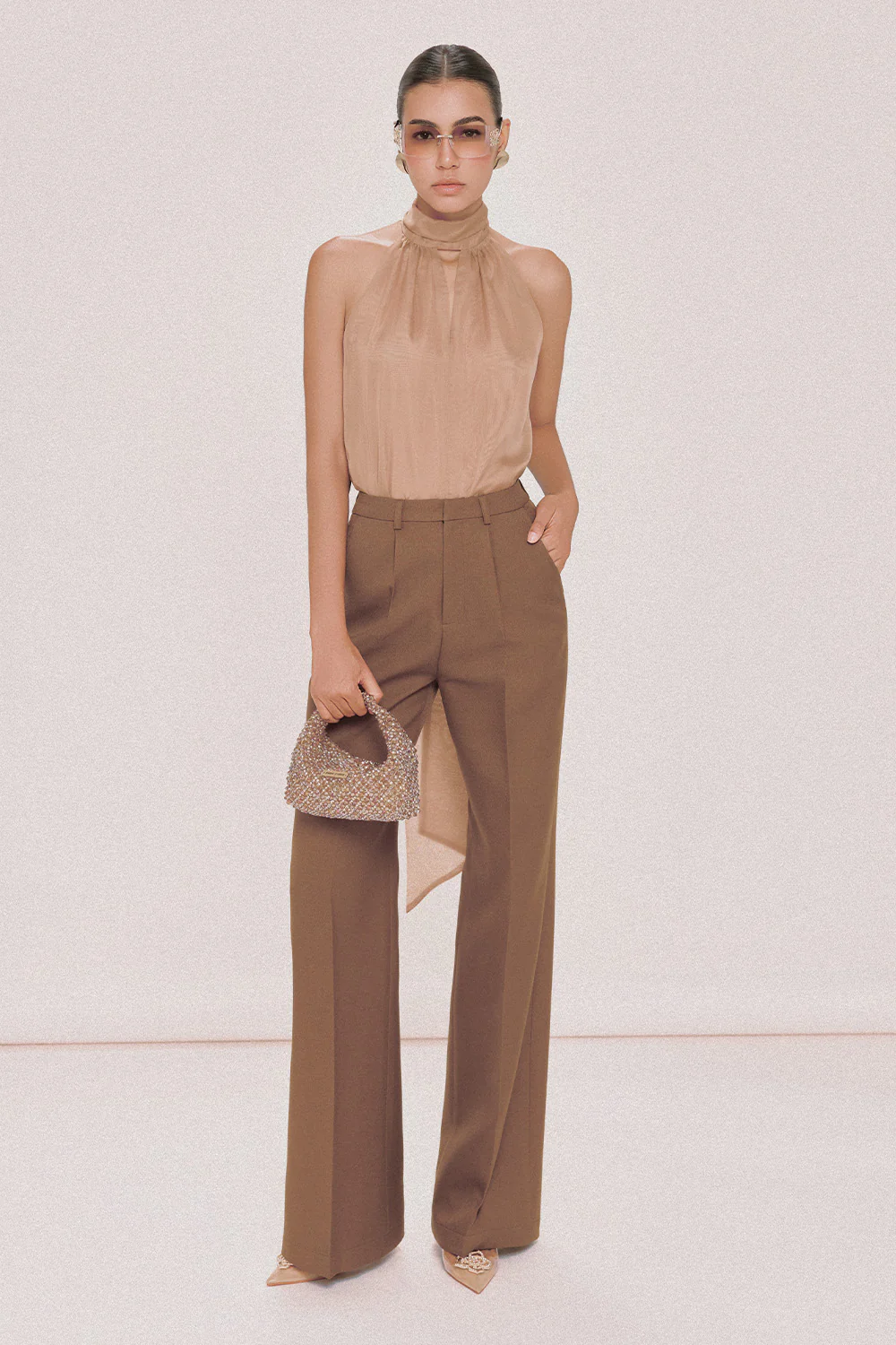 Bobby Straight Scarf Neck Chiffon Top