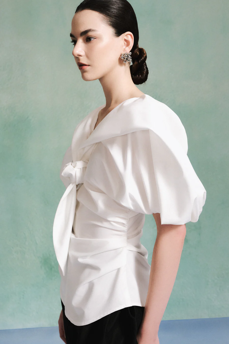 Melissa Peplum Puffy Sleeved Cotton Top